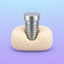 Dental implant integrating with bone icon.
