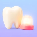 Emergency dentistry icon with ambulance and tooth.