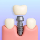 Dental implants icon with an implant and crown.