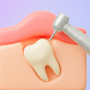 3D icon of a fully bony impacted wisdom tooth.
