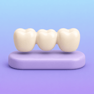 Icon comparing a fixed dental bridge.