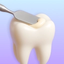 Composite fillings icon with instrument placing resin on a tooth.